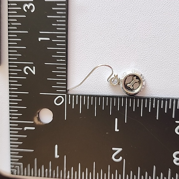 Asymetrical  Dog Bone Paw Earrings Petite size ER - Picture 3 of 3